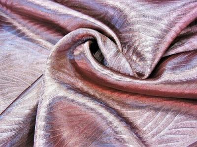 Портьерная ткань Блэкаут цвет бордовый рисунок морская водоросль