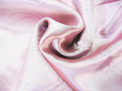 Портьерная ткань Блэкаут цвет розовый рисунок морские волны