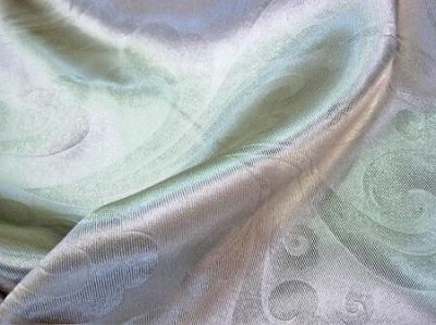 Портьерная ткань Блэкаут цвет светло-зеленый рисунок завиток