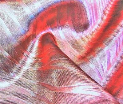 Портьерная ткань Блэкаут цвет бордовый рисунок морской штиль